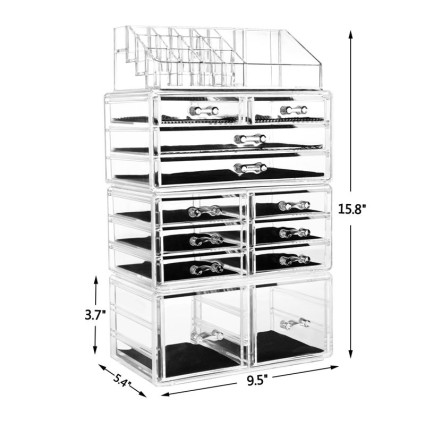 UNIQ Size Organizer with drawers 12 and 16 space -Transparent